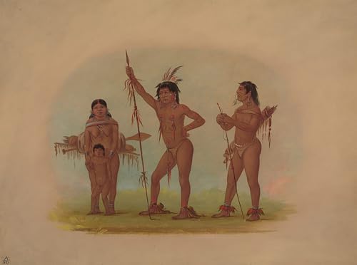 Affiche Quatre Indiens George Catlin deco murale pour effacer le vide 60x90
