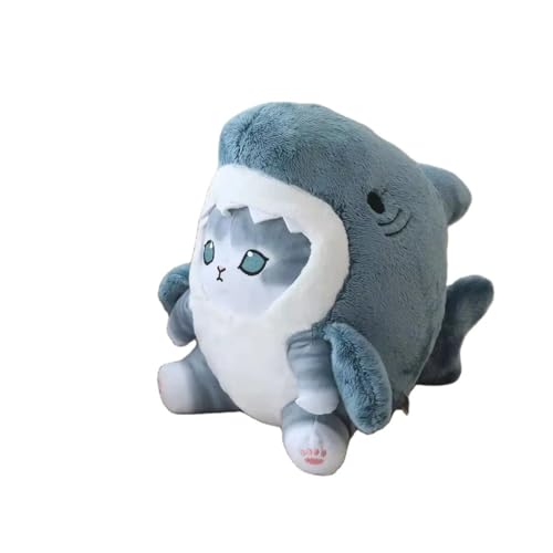 Image of ADORA Stuffed Toy Shark Cat Soft Plush Toy, 50cm, Grey and White Stuffed Animal Plush Toy