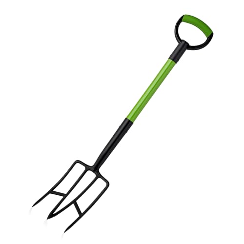 Grumpy Gardener Garden Fork – Heavy Duty Garden Tools with Angled Blades, Ergonomic Handle & Wedge Tine – Versatile Gardening Tools, Garden Spade & Shovel Alternative