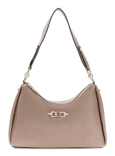 Sac à épaule GUESS Anise Double Zip en dark taupe logo chic