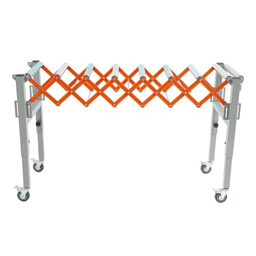 Supporto a rullo trasportatore regolabile con ruote e Hoo, espandibile per magazzino e uso facciale, portatile, per movimentazione dei materiali