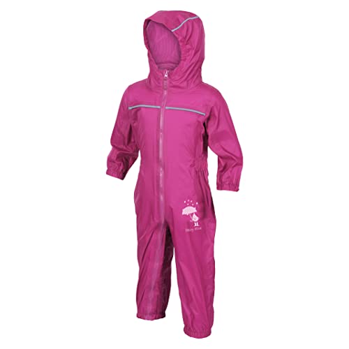 Hazy Blue Rain Drop Waterproof All In One kids suit (Pink, 3-4 Years)