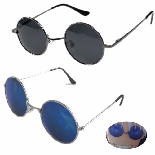 P1PSZ Gojo-Satoru Glasses 2pc Anime Go-jo Satoru Cosplay Sunglasses Blue Eyewear Accessories