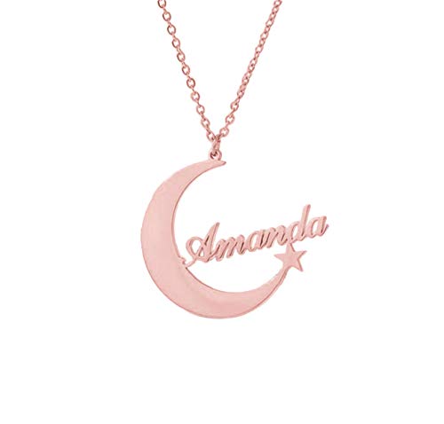 bishihongkuanbaihuod Collar Personalizado Collar De Mujer Nombre Personalizado Collar De Luna Regalo...