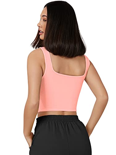 Image of Women's & Girls' Solid Polyester Rib-Knit Square Neck Tank Tops