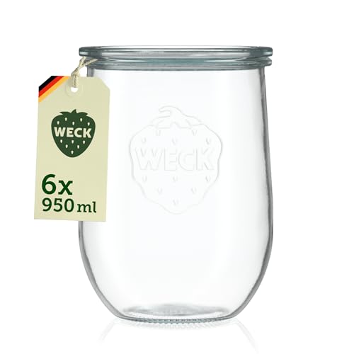 Weck Gläser 950ml – 6er Set mit Deckeln – Tulpenform...