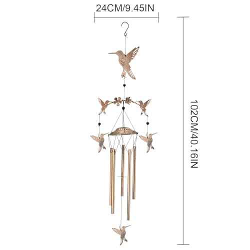 Image of Wind Chimes for Outside Garden Decor - Hummingbird for Mom, Birthday Gifts for Women, Memorial Gifts, Housewarming Gifts, Yard or Patio Deals
