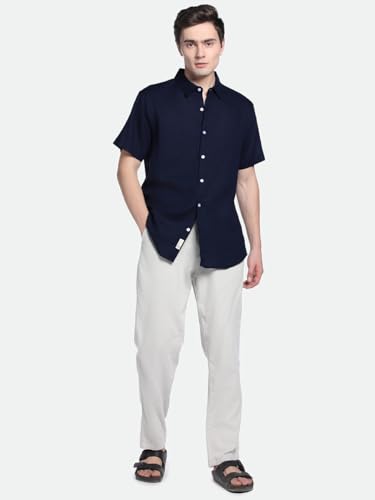 Image of Dennis Lingo Mens Spread Collar Poly Linen Shirts