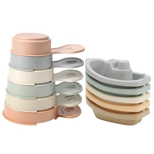 Image of Bath Toys Floating Boats Train with Bathing Spoon,11 Pcs Water Table Toys Mold Free Baby Bath Toys for Toddlers 1-3 Infants 6-12-18 Months,Bathtub Toys Shower Toys for 1 2 3 4 Year Old