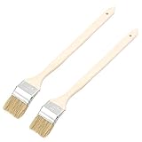 Brush Head Width 50mm/2 inch Long Wood Handle Metal Ferrule Bent Paint Brush Radiator Brush Beige...