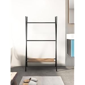 Freestandingtowelstandquiltrackwithshelf2tiermetaltowelholderforbathroomblanketladderdisplaystandfloorstandingtowelracksvart Urban Country Home Decor Freestanding towel stand quilt rack with shelf 2 tier metal towel holder for bathroom blanket ladder display stand floor standing towel rack svart urban country home decor