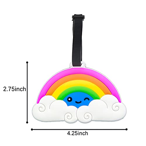 Rainbow Luggage Tag - Colorful Luggage Tag for Travel Women,Funny Kids Backpack Suitcase Tag Clear,Name ID Identifier Durable2