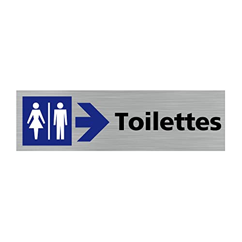 Pictogramme TOILETTES FLECHE VERS LA DROITE (Q0411). Signalisation Porte Rectangulaire. Autocollant souple ou plaque alu brossé 2mm. - Adhésif aspect...