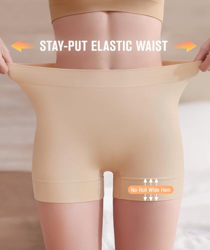 BESTENA Seamless Smooth Boyshorts Panties Slip Shorts for Under Dress Slimming Anti Chafing Shorts(Black,XXX-Large)