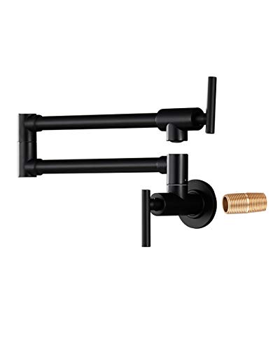 PHASAT Pot Filler Faucet Wall Mounted,Matte Black,Double Joint Spout Swing Arm Single Hole