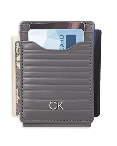 Calvin Klein Men's RFID Magnetic Front Pocket Leather Wallet, Grey, One Size3