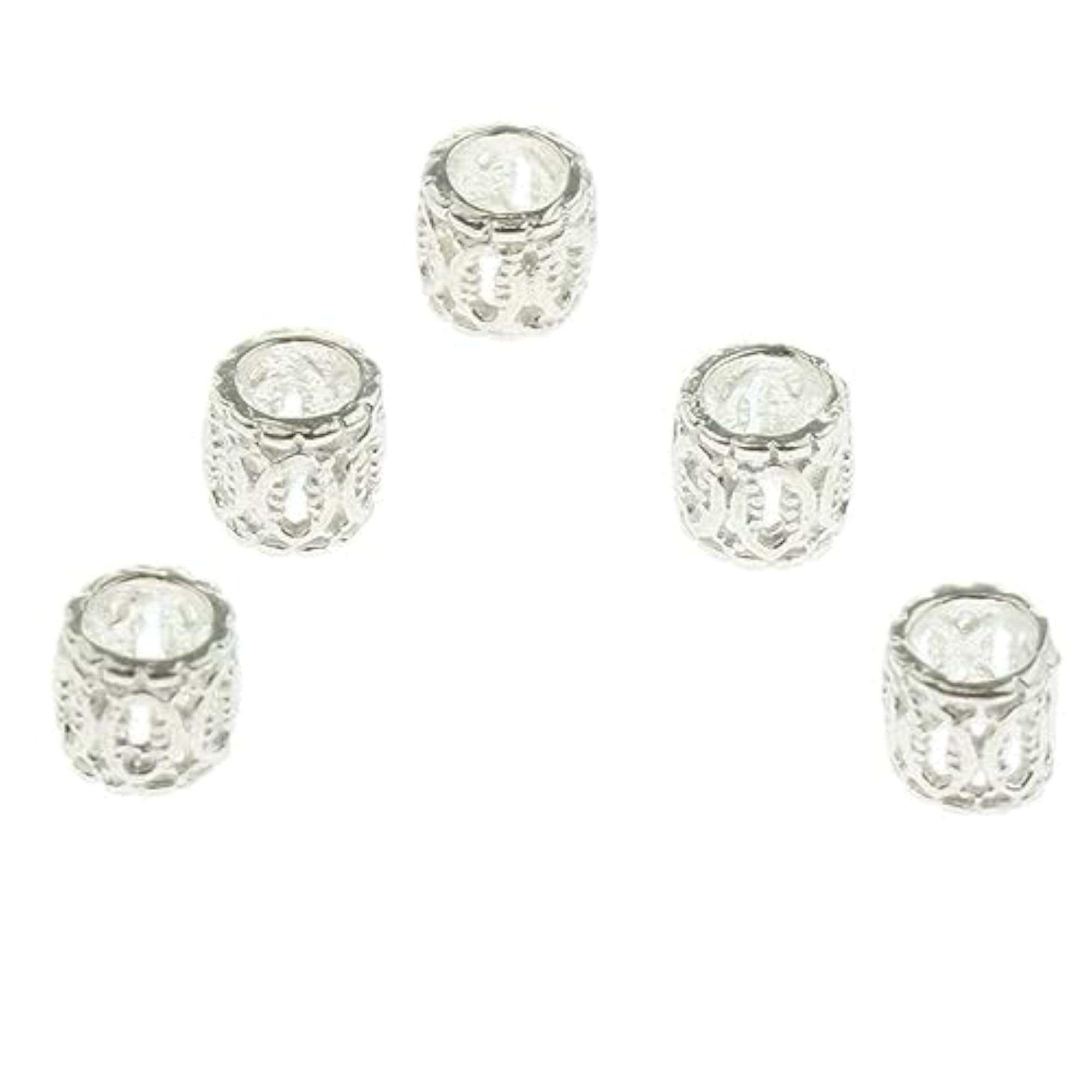 5 Pieces Silver Loose Spacer Beads for Jewellery Making