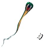 Besra Large Soft Cobra Snake Kite Colorful Rattlesnake Kite with Long Tails Outdoor Fun Sports with Flying Lines