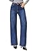 vittorio y Jeans Donna Larghi Vita Alta - Jeans Baggy Donna in Denim Elasticizzato, Modello Comfort con Taglio Alto e Gamba Larga, Tasca Laterale (IT, Testo, S, Regular, Regular, Denim)