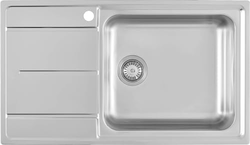 Lavello Da Cucina Con 1 Vasca Con Gocciolatoio A Sinistra 86 Cm Inox - Evo