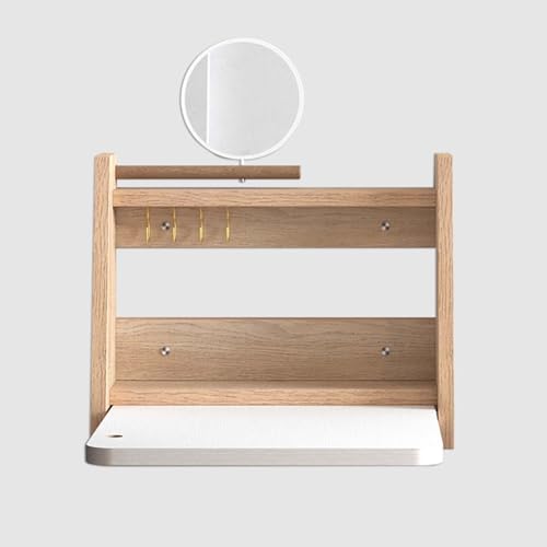 Tavolo pieghevole da parete con ripiano portaoggetti Tavolo pieghevole multifunzione con specchio Scrivania per PC a parete salvaspazio 40 cm Tavolo pieghevole per casa ufficio