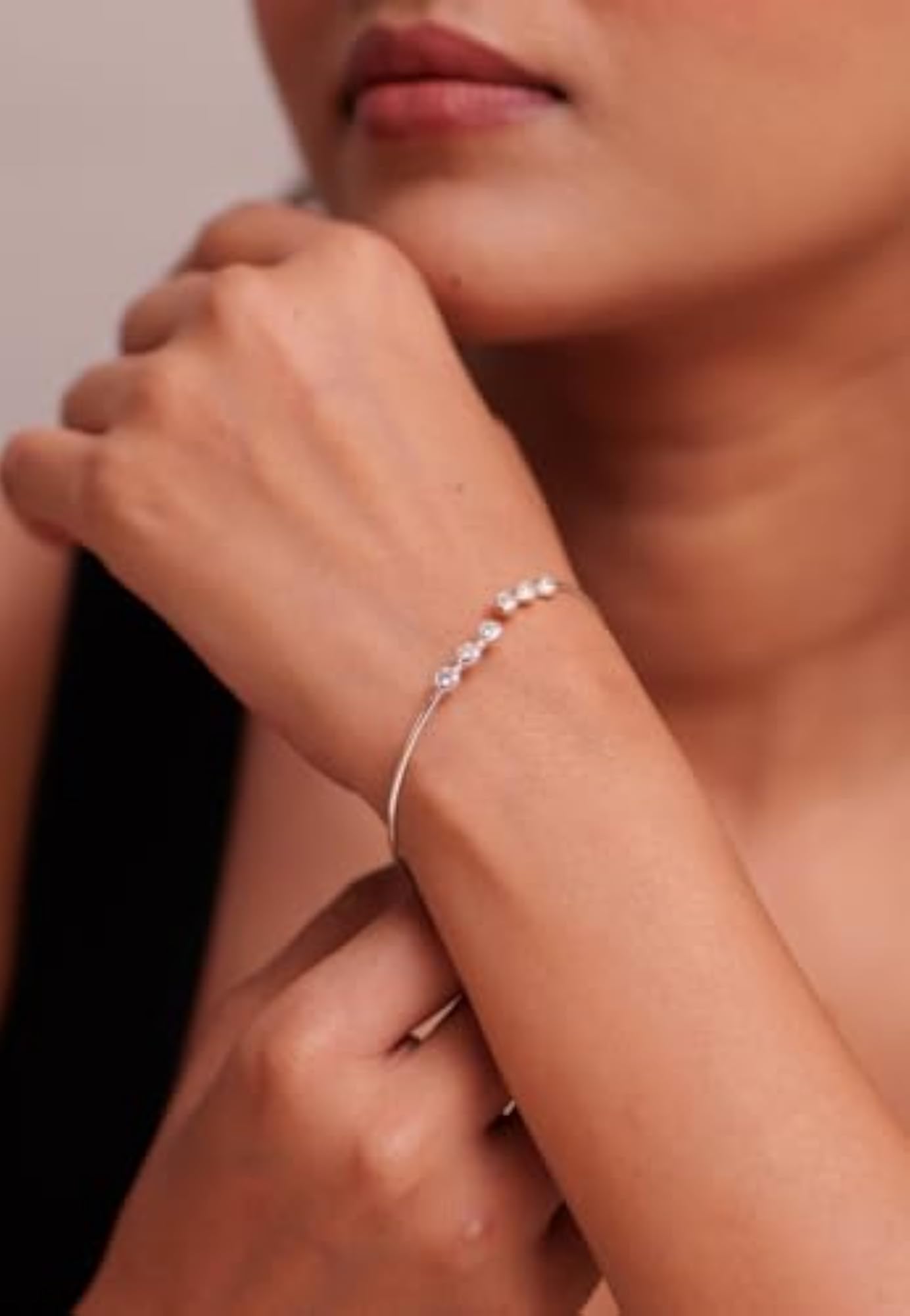 Sterling Silver Everyday Tri-Diamond Cuff Bracelet