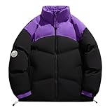 Suncadmious Herren Wintermode Stehkragen Color-Block Verdickte Warme Kurze Daunenjacke 2025 Regular Fit Langärmlige Outdoor Steppjacke (A-Schwarz,L)
