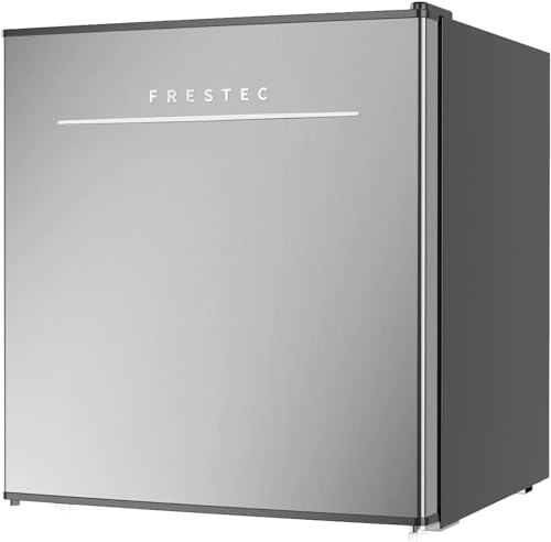 Frestec 1.7 Cu.Ft Mini Fridge with Freezer, Mini Fridge for Bedroom, Small Refrigerator, Dorm Refrigerators with Freezer, Compact Refrigerator for Office, Apartment, Dorm, Bedroom (Stainless steel)
