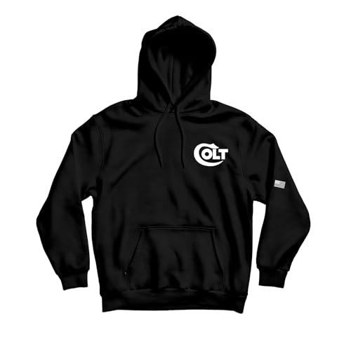 Thread Lightly Colt Second Amendment Firearms Long Sleeve Hoodie Warm Sweatshirt Pullover Weapons Hoody Army M1911 M16 M4 (US Alpha Large Regular Regular Black)