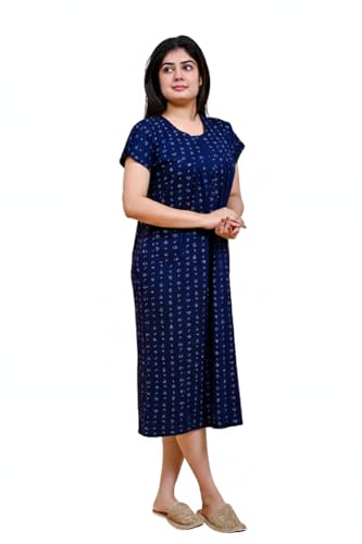 Image of Onekbhalo Women Cotton Night Dress Printed Culf Length Night Gown Short Nighty