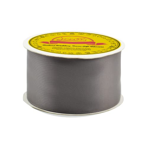Image of Double Face Silver Satin Ribbon 2 inch X 25 Yards Polyester Silver Ribbon for Gift Wrapping Very Suitable for Weddings Party Invitation Decorations and More
