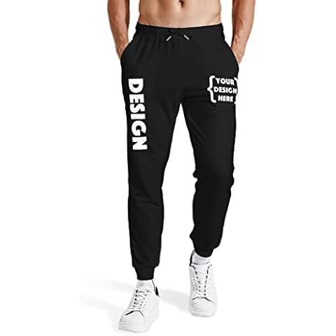 Custom Sweatpants Jogger Pants for Men, Add Text Logo Design Your Own Black L Cover