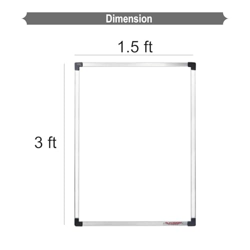 Image of ALKOSIGN Platinum Series Magnetic White Board (1.5 x 3 Feet) Resin Coated Surface, Magnet Friendly White Board, Dry Erase, Writing Board, Smart Board, for Teaching, Home, Kids Study Room, Cafes etc.