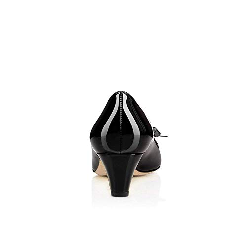 LEHOOR Women Round Toe Mid Kitten Heel Pumps Slip On Bowtie Patent Leather Closed Toe Sandals Fashion Comfort Bridal Dress Shoes Size 4-11 M US4