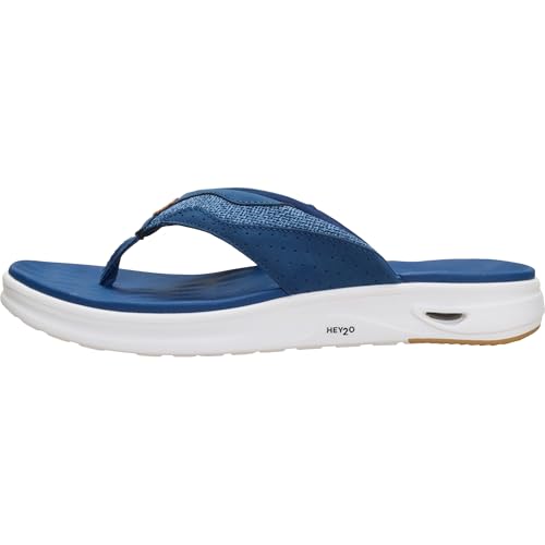HEYDUDE Mens Hey2O Flip Flop Mesh Sandal Sargasso Blue/White Size 11 | Water Friendly Flip Flops with Drainage Outsole and Quick Dry Upper