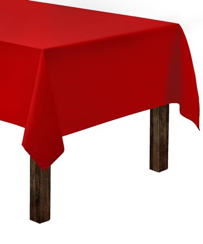 Gee Di Moda Rectangle Tablecloth - 60 x 126 Inch Red Table Cloth for 8 Foot Rectangle Tables - Heavy Duty Washable Fabric - for Holiday Party, Dinner, Weddings, Baby Shower & Events