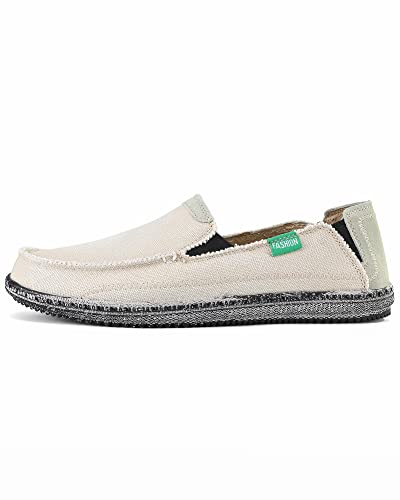 Image of VILOCY Mens Slip on Deck Shoes Casual Canvas Loafers Beach Boat Shoes Zero Drop Vintage Flat