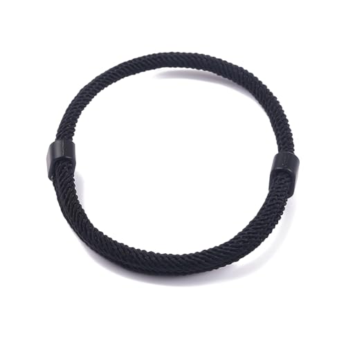 Galenecx Nero Braccialetto in Corda Intrecciata, Bracciale Intrecciato a Mano, Fascia Regolabile in Paracord da Surfista, Semplice e Discreto Braccialetto Surfer, Adatto Alle Attività Quotidiane