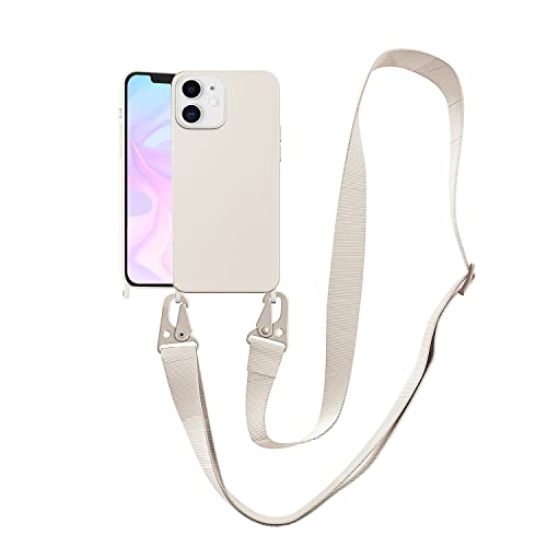 Image of Compatible with iPhone 12 Case with Lanyard Crossbody iPhone Case with Strap Adjustable Shockproof Drop Protection Silicone Phone Cover for iPhone 12 6.1'' Stone