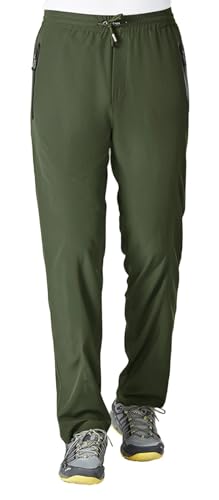 Rdruko Men's Casual Pants Lightweight Quick Dry Hiking Athletic Outdoor Sports Pants with Pockets(Green, US XXXL)
