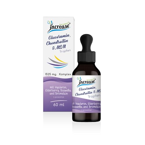 Glucosamina liposomal, condroitina y MSM gotas de alta dosis - (45.750 mg por paquete) 1525 mg por dosis diaria con hialurón, arándano mayor, boswellia (incienso) y bromelina - aceite MCT
