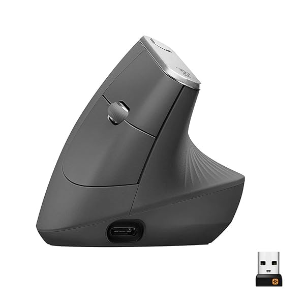 Vertical Mouse Ergonomico Avanzato, 4000 DPI, Wireless RF 2.4 GHz e Bluetooth, Ricaricabile USB-C, 4 Pulsanti Programmabili, Graphite
