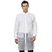Greenour Disposable Lab Coats with Pockets, Knitted Collar and Cuffs Unisex White Breathable Polypropylene Coat for Adult (Case of 100, 2X-Large)