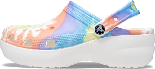 Image of Crocs Women's Classic Graphic PlatforClogs, PlatforShoes, Blue, 10 Women