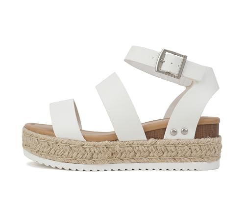 Soda open toe ankle strap espadrille wedges