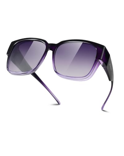 Meeloog Polarized Fit Over Glasses Sunglasses for Women, Square Wrap Around Lightweight Shades for Driving Riding MST0099