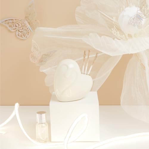 CLARALUNA Bomboniera Matrimonio Profumatore Diffusore Cuore in Porcellana (Bianco)