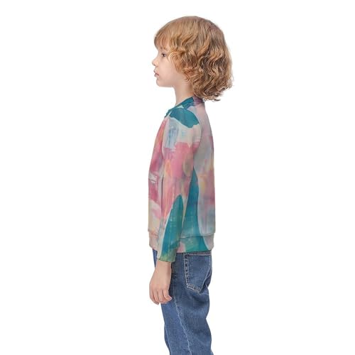 Tooth Shapes with Rainbow Tie DyeChildren's Casual Pullover Sweatshirt Loose Fit9-11Y3