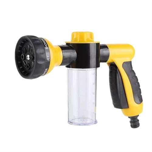 Lanza de espuma para autos portátil con rociador de alta presión ajustable en color amarillo 2