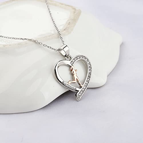 BNQL Women's Stainless Steel Running Necklace, 17+1.97in Chain, Fitness & Love Themed Gift for Runner Lovers3
